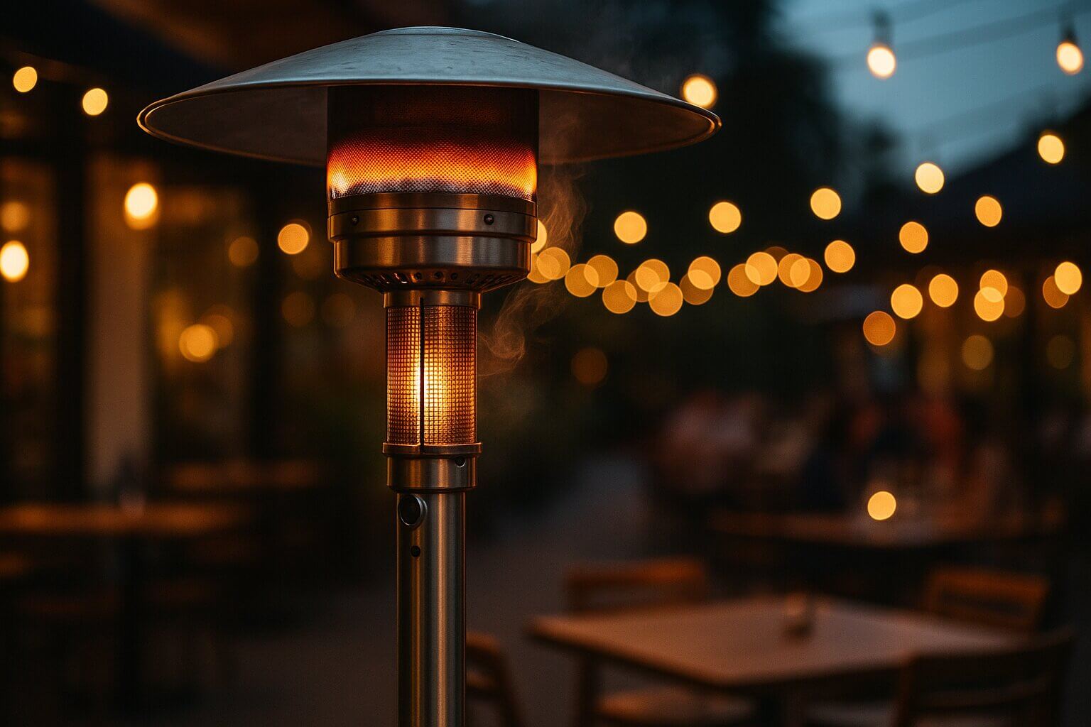 Commercial patio heater comparison chart showing construction differences between commercial and residential models