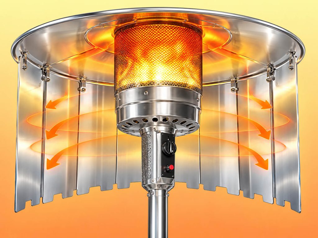 Radiant Heat Patio Heater Reflector Shield Close-Up